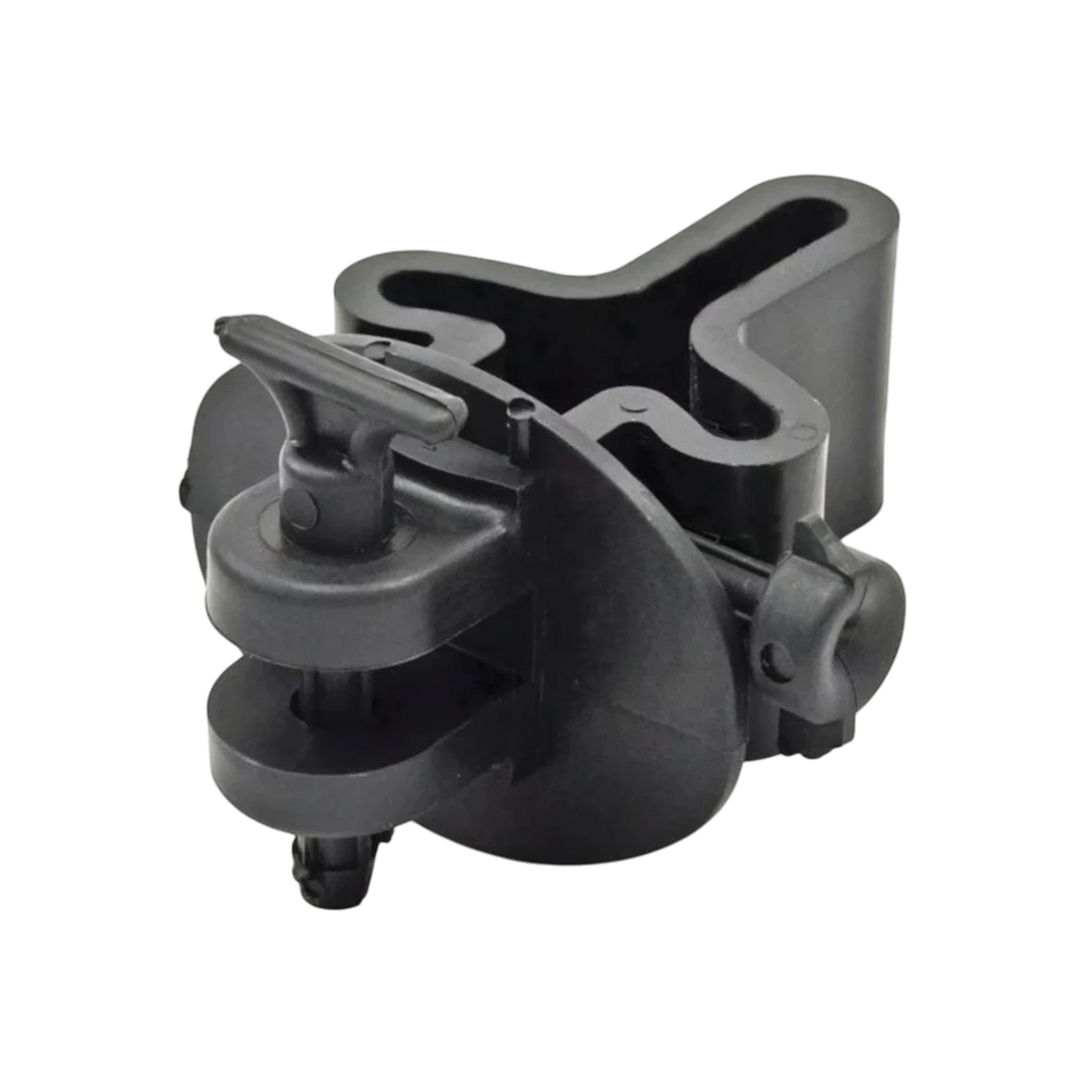 USA Grazing Systems Fencer's Choice black UV-stabilized plastic T-post pin-lock insulator with spark flange.