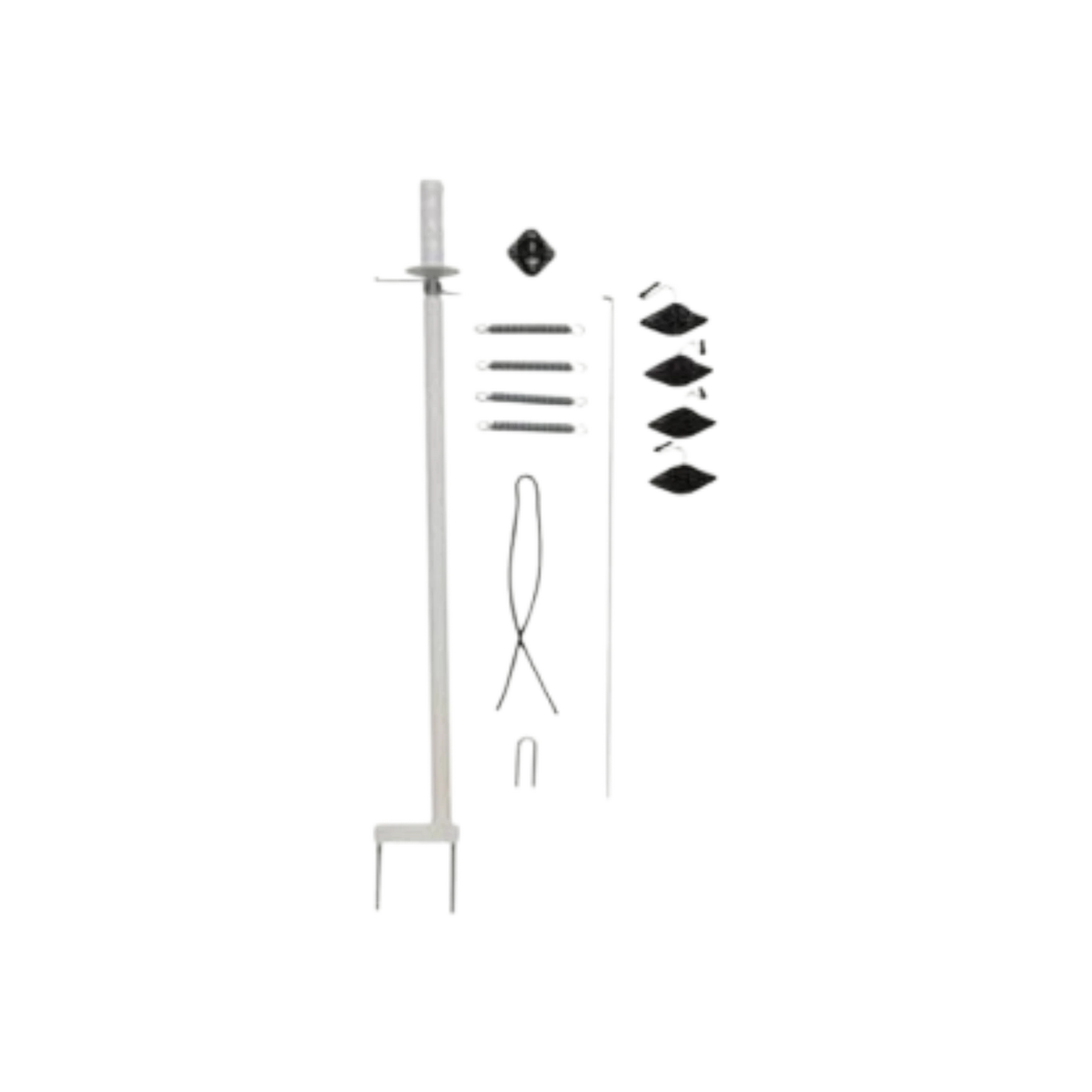 USA Grazing Systems Taragate electric gate kit components including handle, springs, and UV-stabilized hardware.
